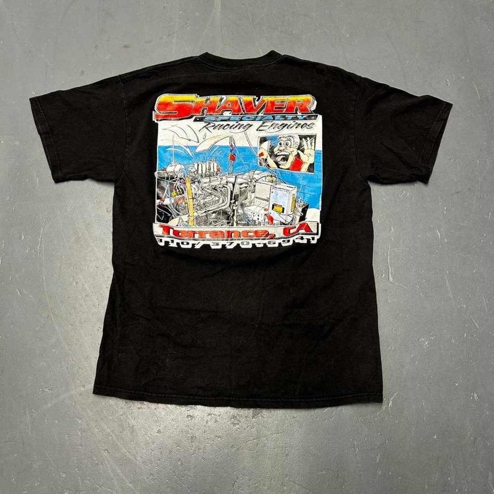 Vintage 90s Tultex funny racing engine graphic double sided big print tee